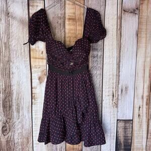 Self Portrait Dress Plumetis Chiffon Mini‎ Floral Red Dot Size 2 Event Versatile